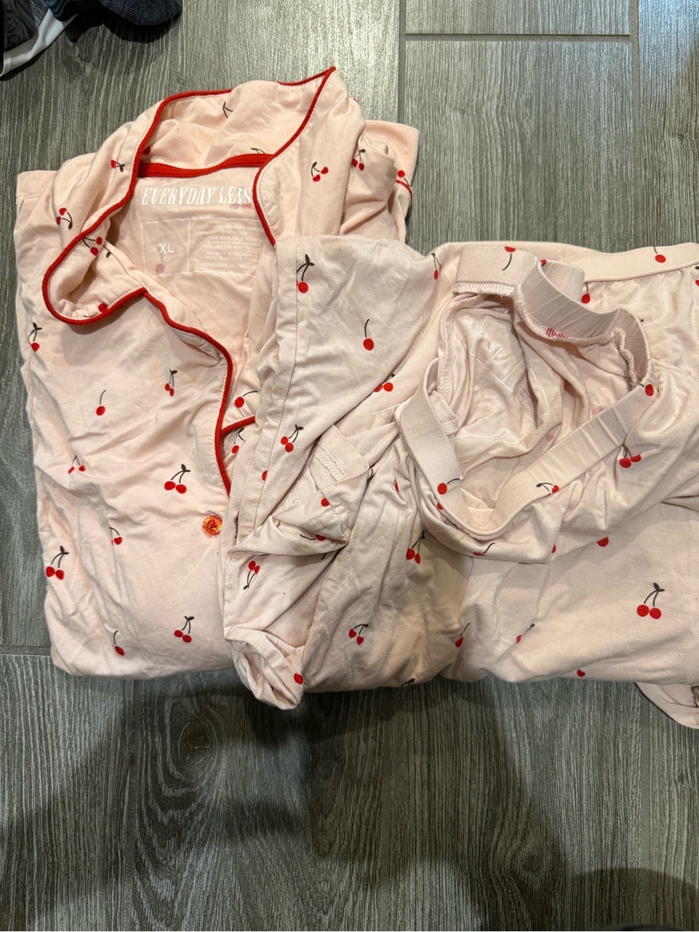 Pink Cherry Print Pajama Set